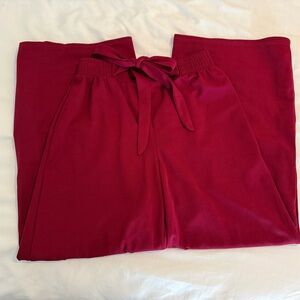 Red Wide-Leg Pants with Tie Waist